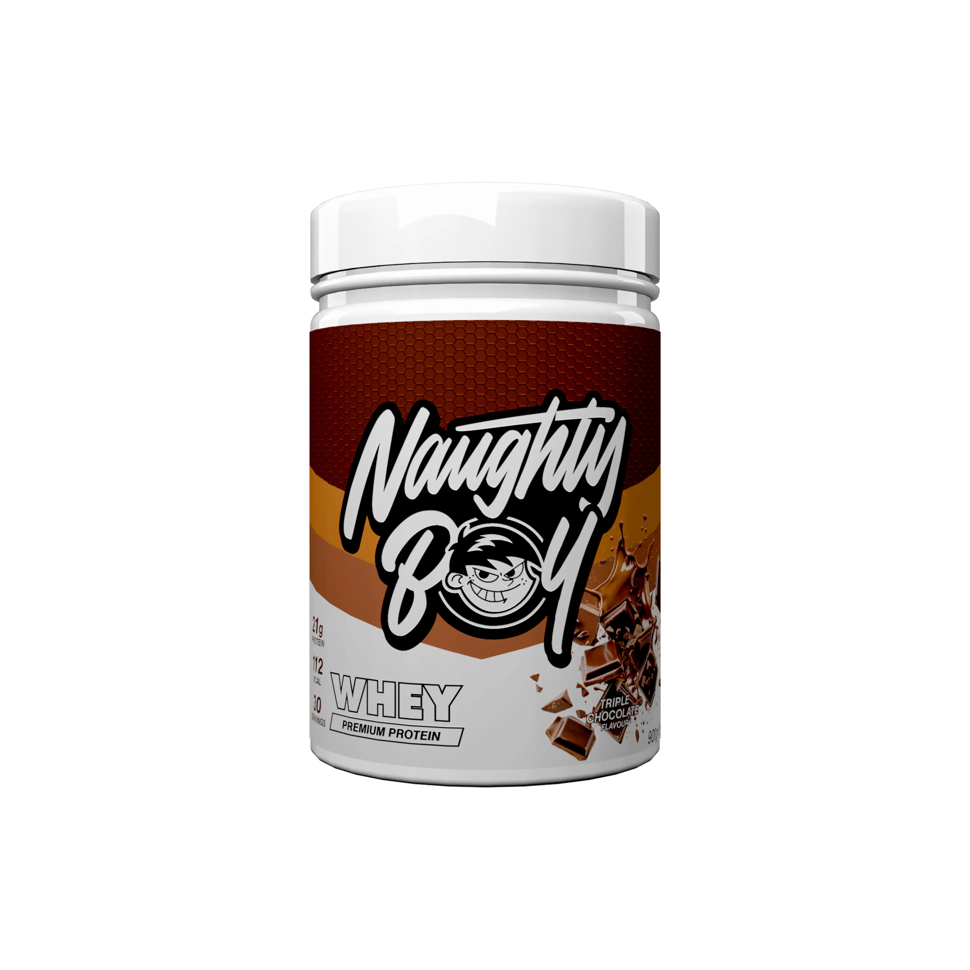Triple Chocolate 900g Protein powder container with &