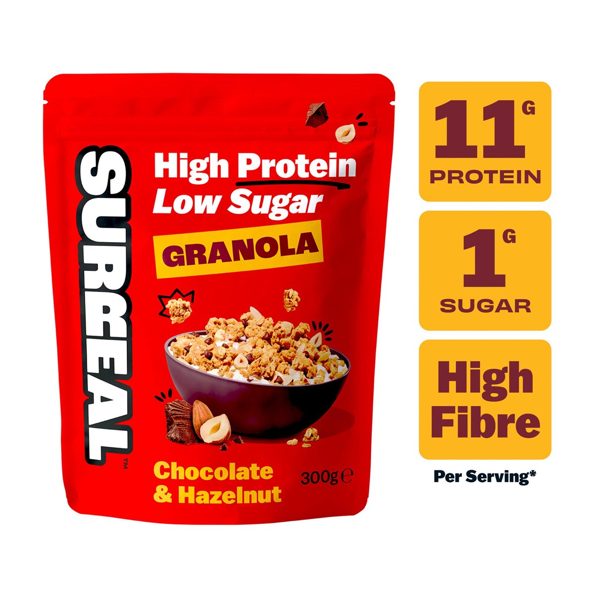 SURREAL High Protein, Low Sugar Granola 300g Choc Hazelnut