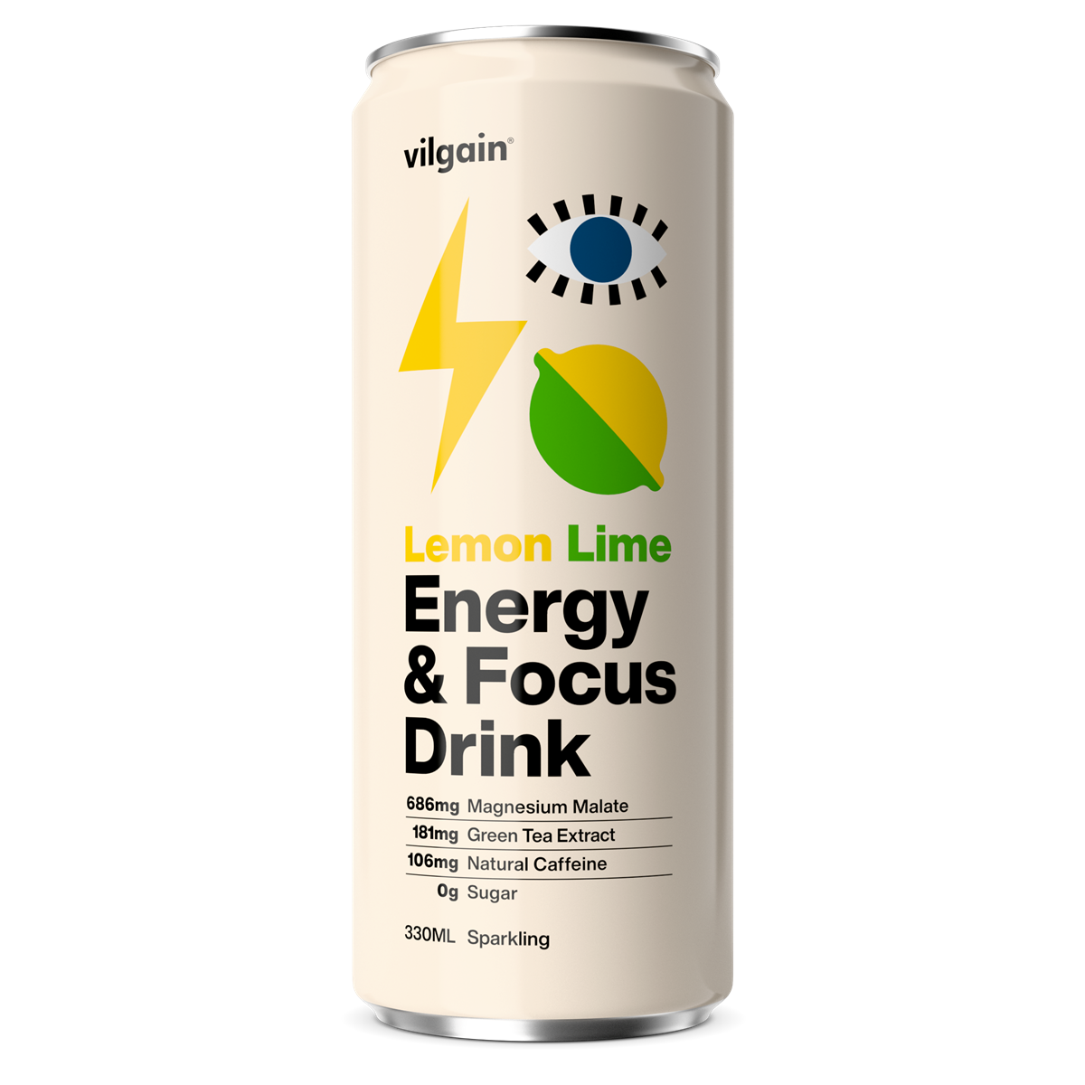 Vilgain Energy & Focus Drink 24x330ml Lemon and Lime
