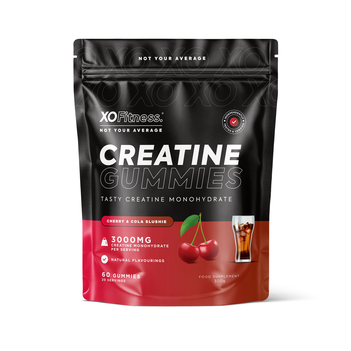 XO Fitness XO Creatine Gummies Dual Flavour 60 Gummies Cherry & Cola