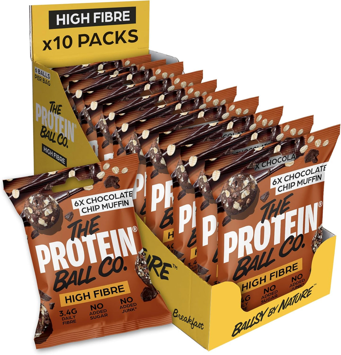 The Protein Ball Co Breakfast To-Go Protein + Vitamin Balls 10x46g Choc Chip Muffin