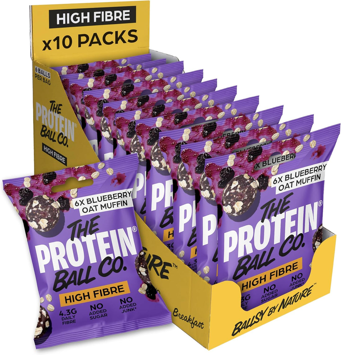 The Protein Ball Co Blueberry Oat Muffin Protein + Vitamin Balls (Breakfast To-Go) 10x45g
