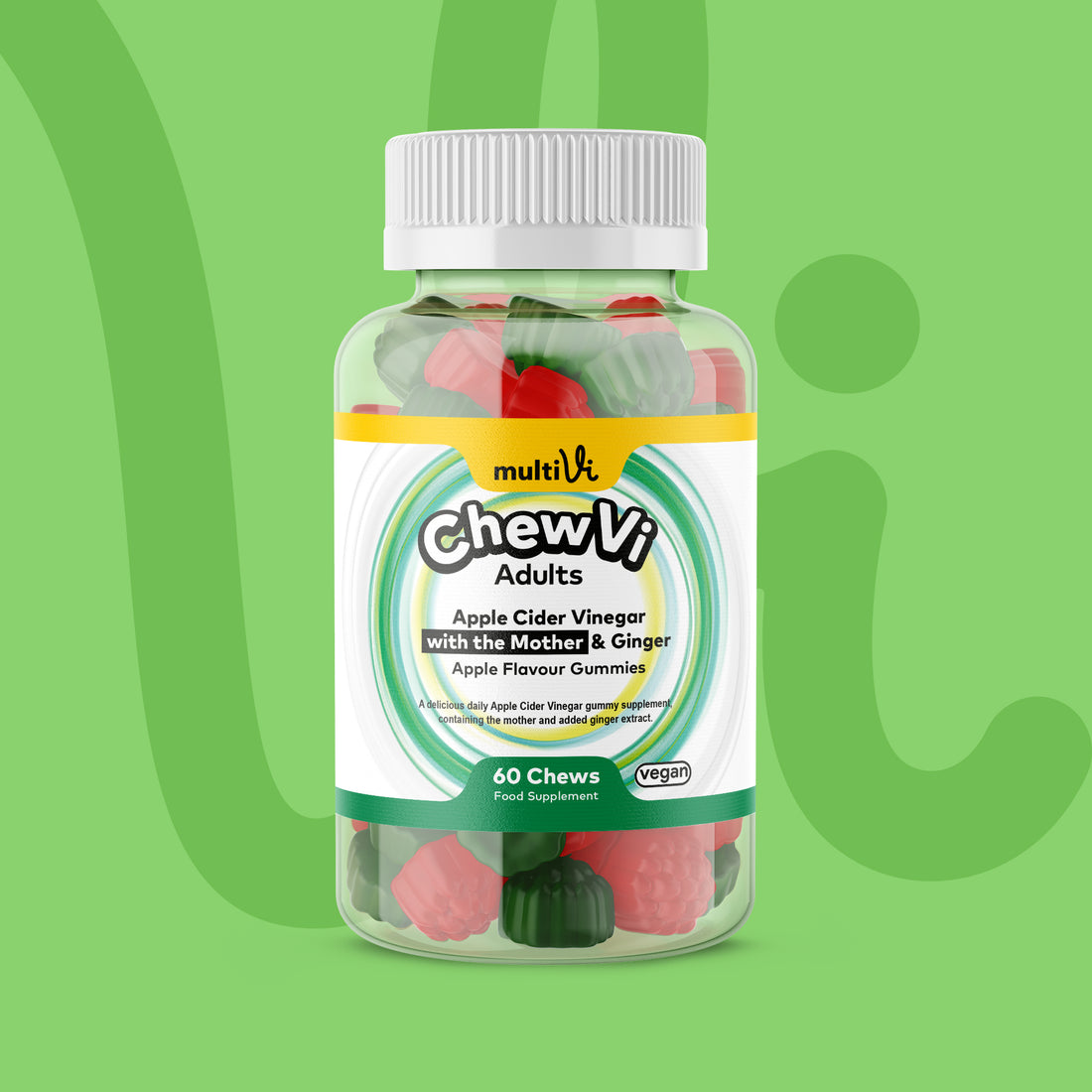 Apple Cider Vinegar (with the Mother) &amp; Ginger Gummies - Apple Flavour