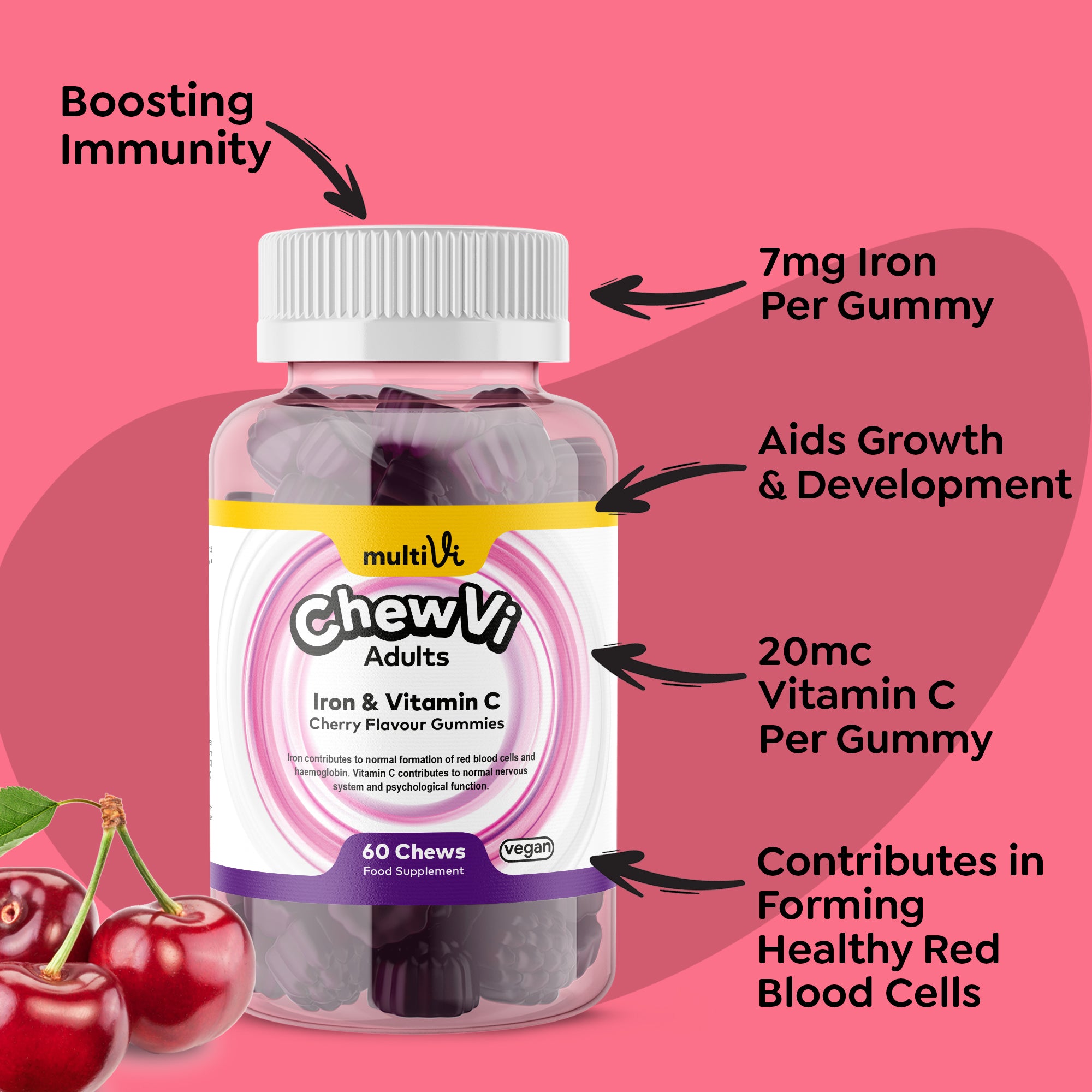 Iron &amp; Vitamin C Gummies - Cherry Flavour