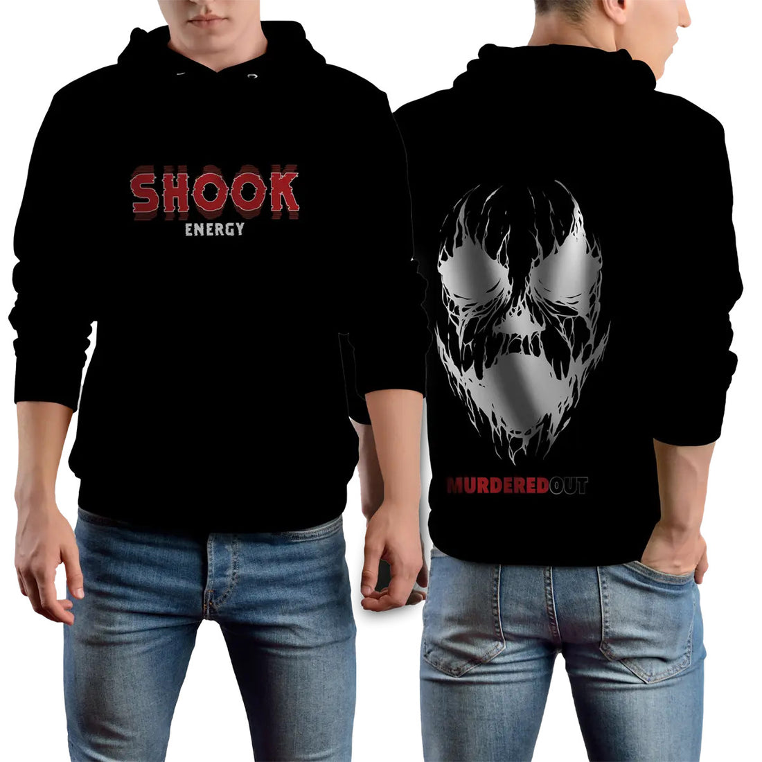Murdered Out Shook Hoodie Medium Black