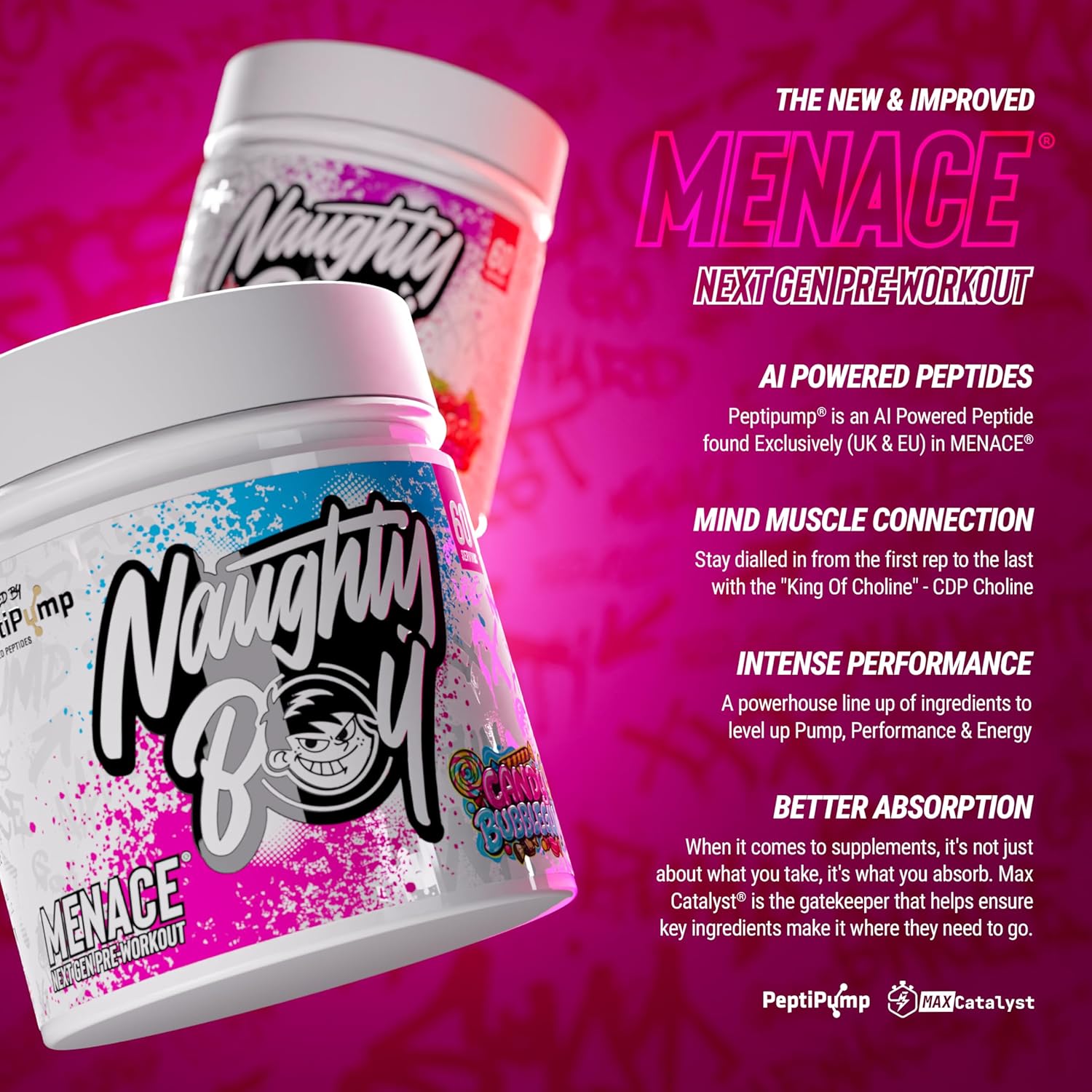 Menace V2 Pre-Workout 60 servings Formula with PeptiPump - Fruit Twist