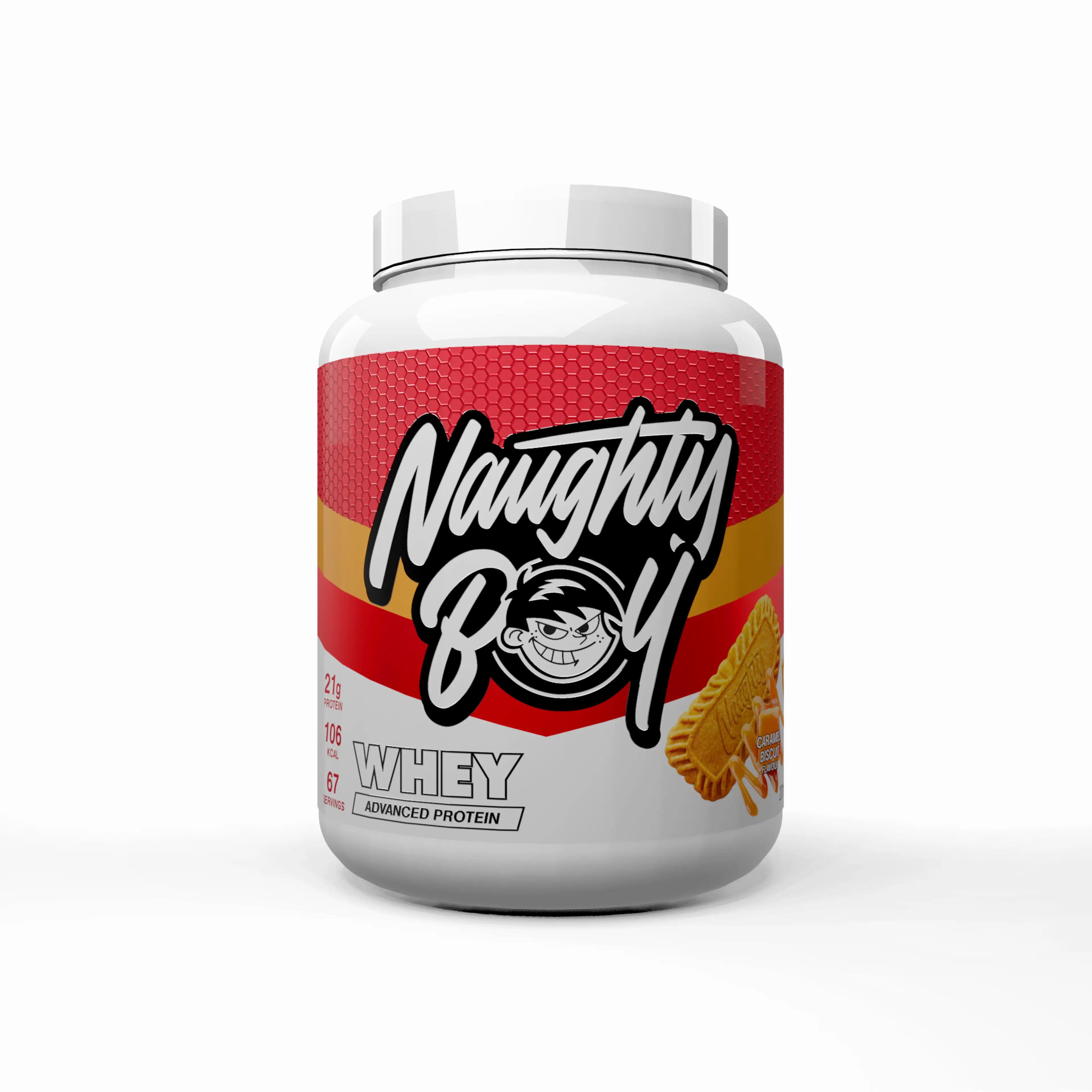 Caramel Biscuit 2kg Protein powder container with &