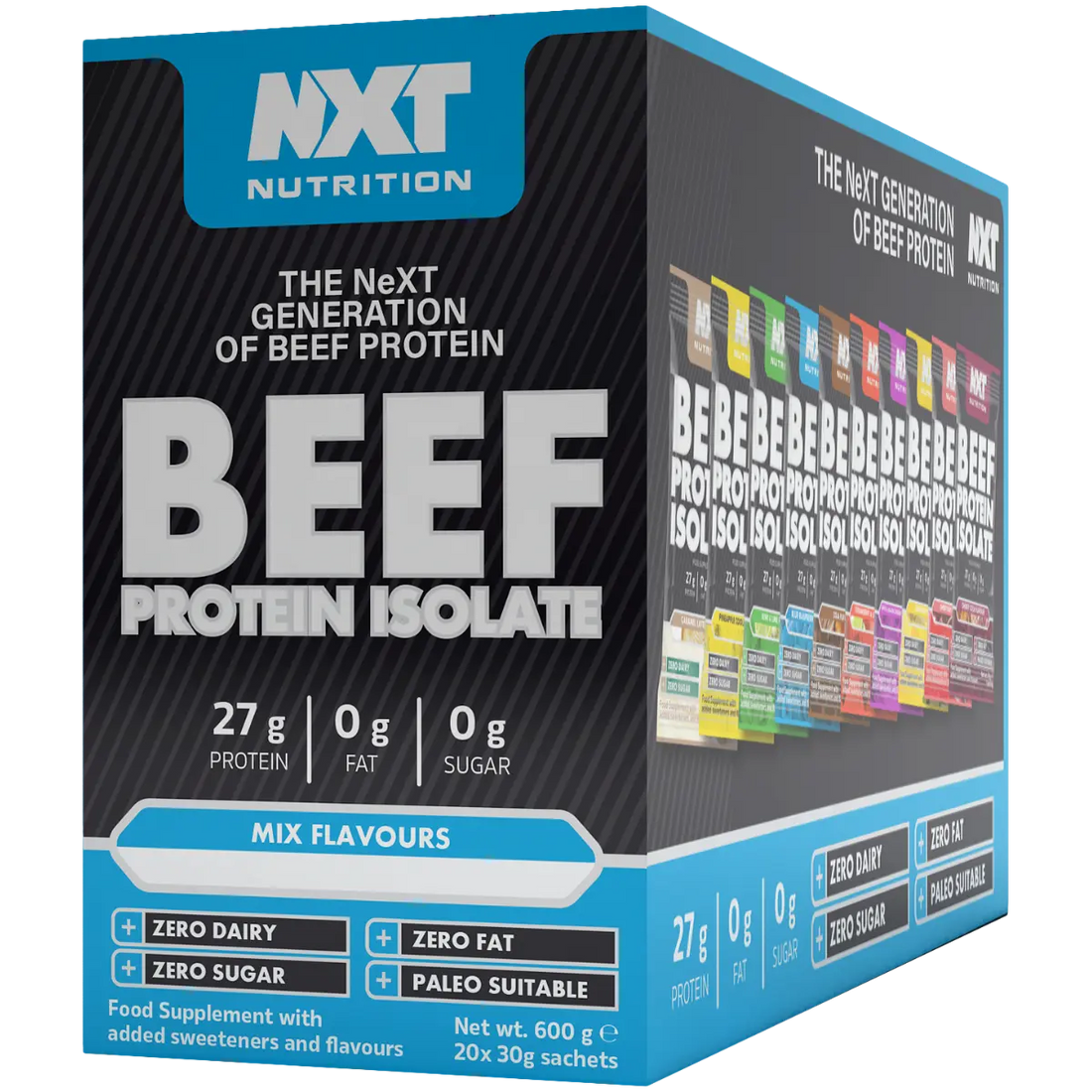 NXT Nutrition Beef Protein Isolate 20 Sachets Mixed Selection Box
