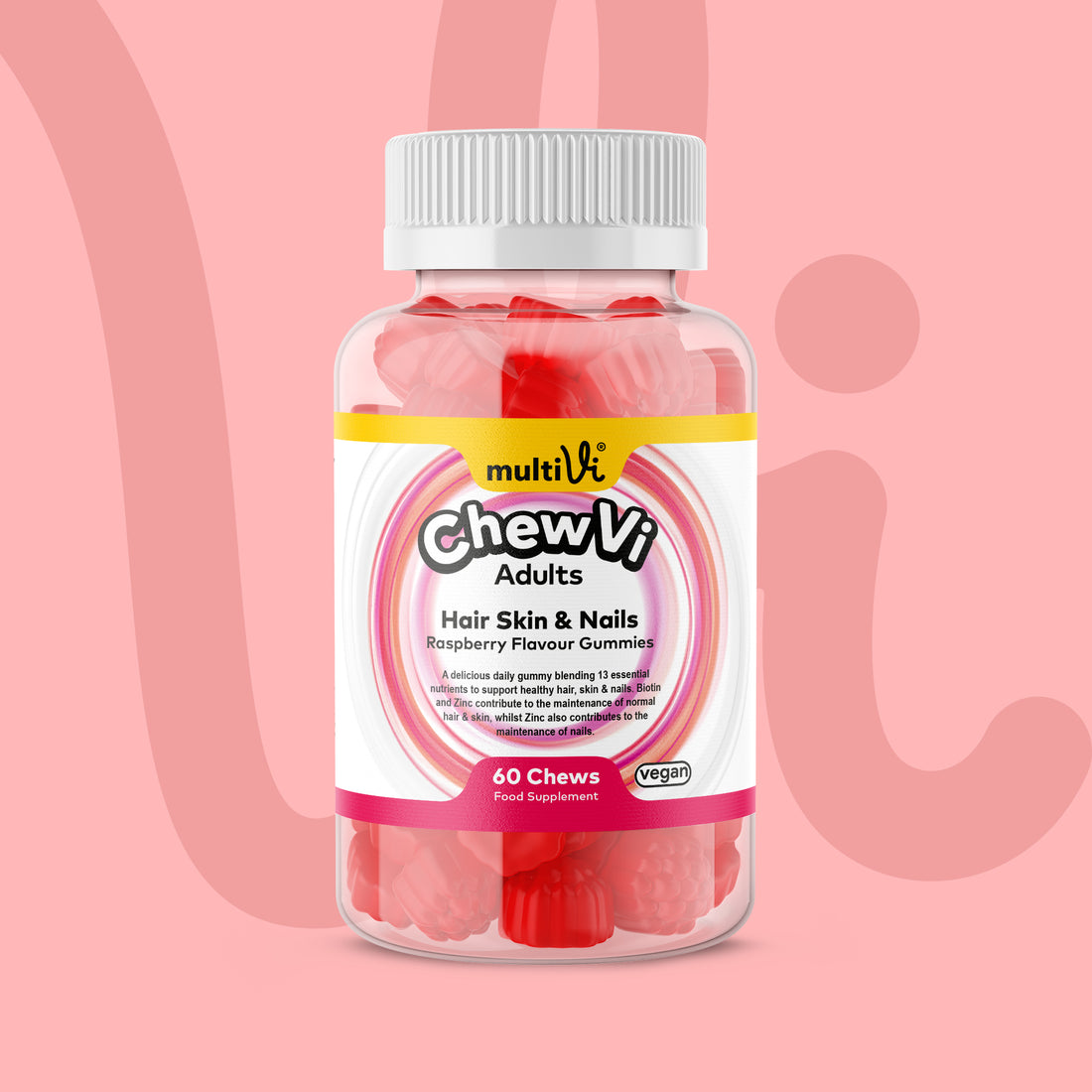 Hair Skin &amp; Nails Gummies - Raspberry Flavour