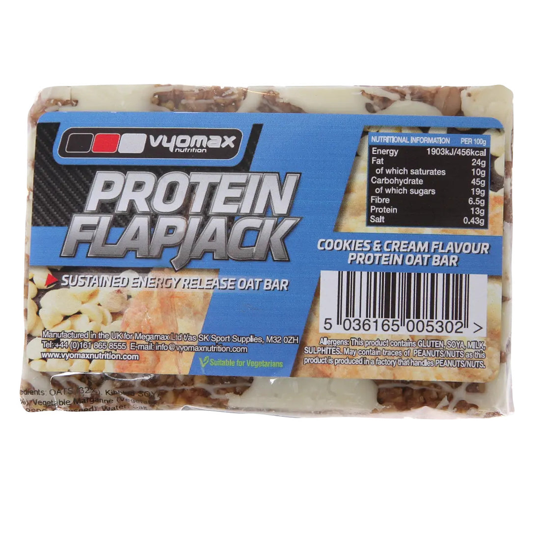 Vyomax Nutrition Protein Flapjacks 12x100g Cookies &amp; Cream