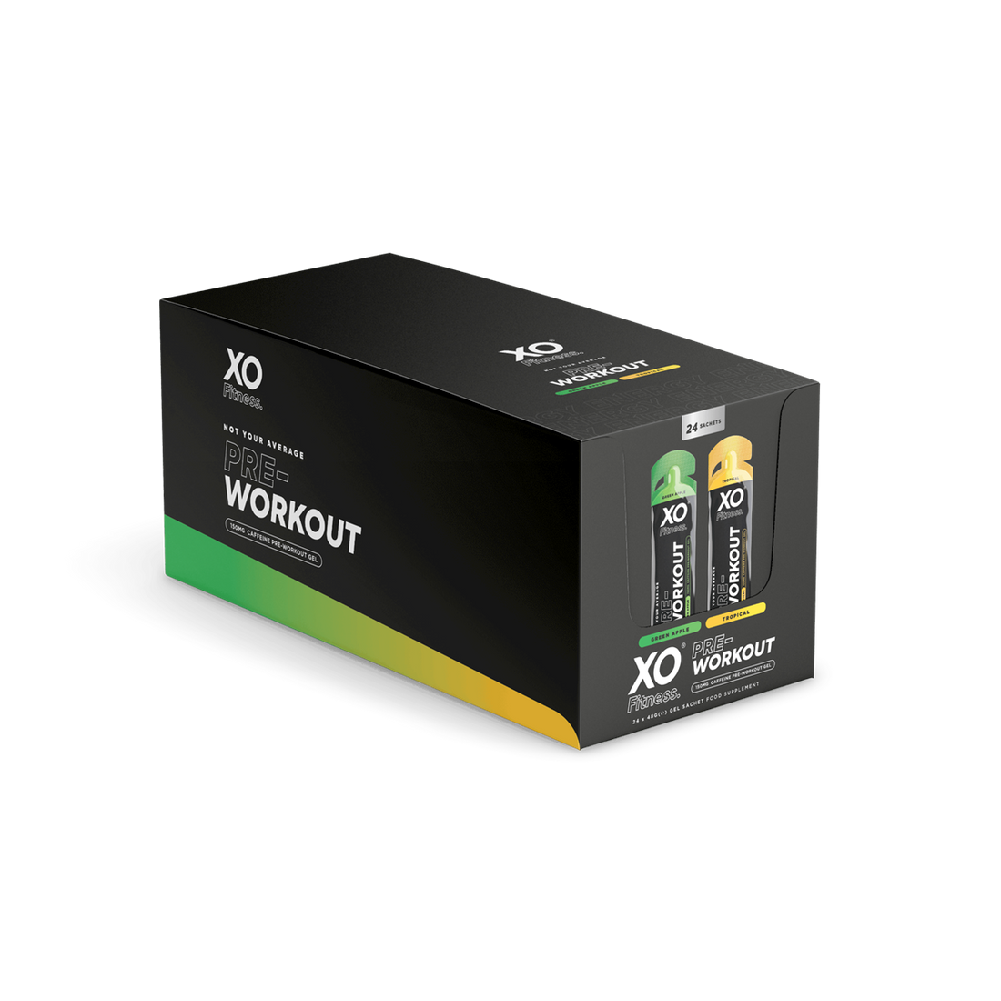 XO Fitness Pre-Workout Gel Mix Case 24x70g Tropical / Green Apple