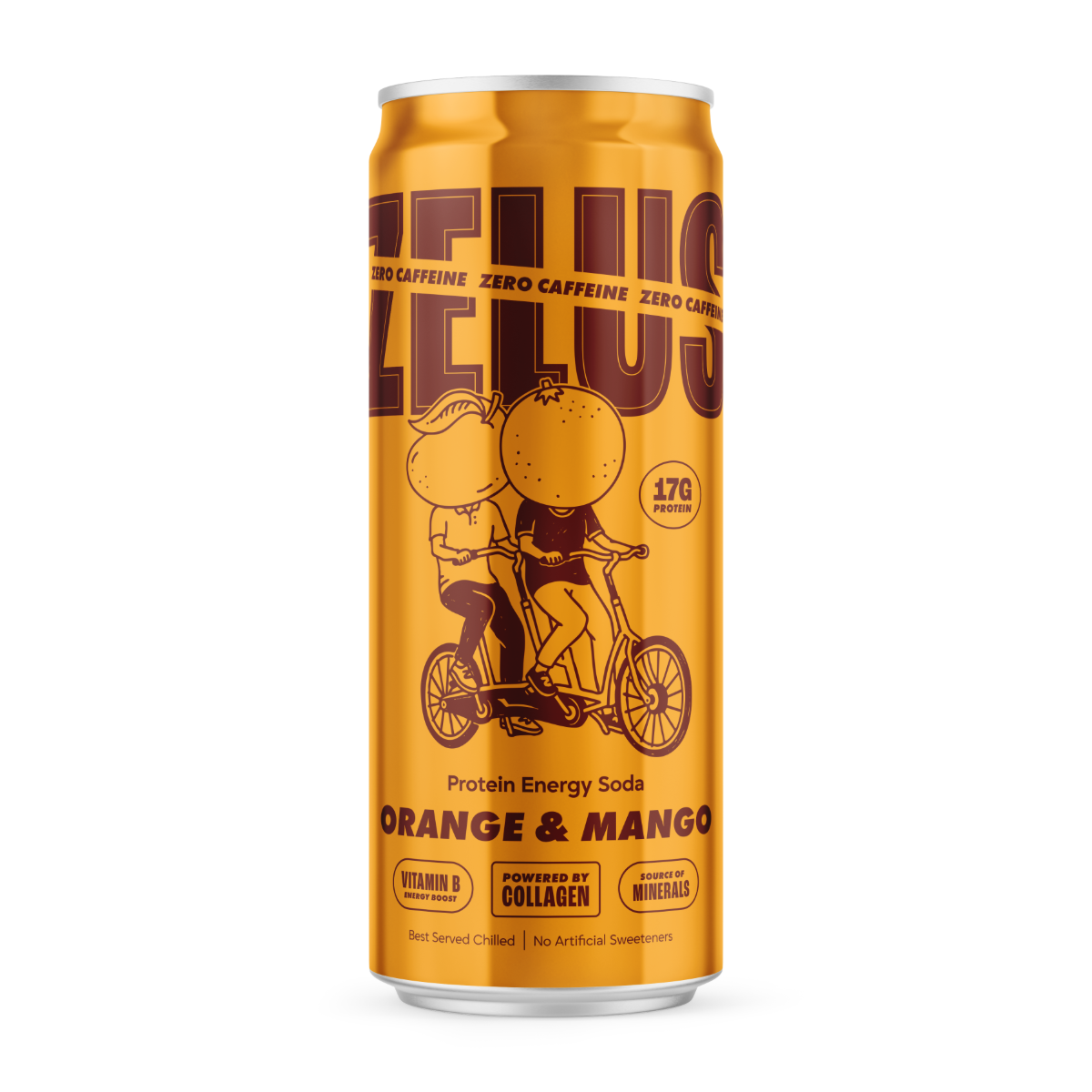 ZELUS Protein Energy Soda ZERO 12x330ml Orange &amp; Mango